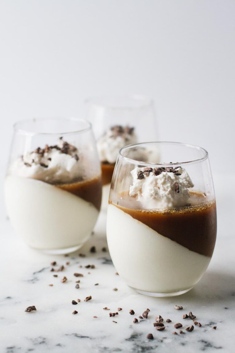 3 glass cups with Coffee Panna Cotta!