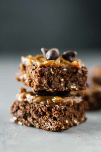 Healthy Chocolate Brownies w/ Date Caramel Sauce