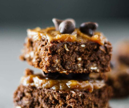 Healthy Chocolate Brownies w/ Date Caramel Sauce