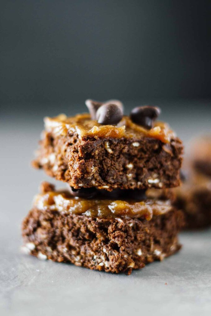 Healthy Chocolate Brownies w/ Date Caramel Sauce