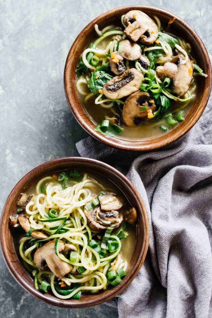 Vegan Ramen Soup w/ Zucchini Noodles! Gluten free and perfect for dinner!