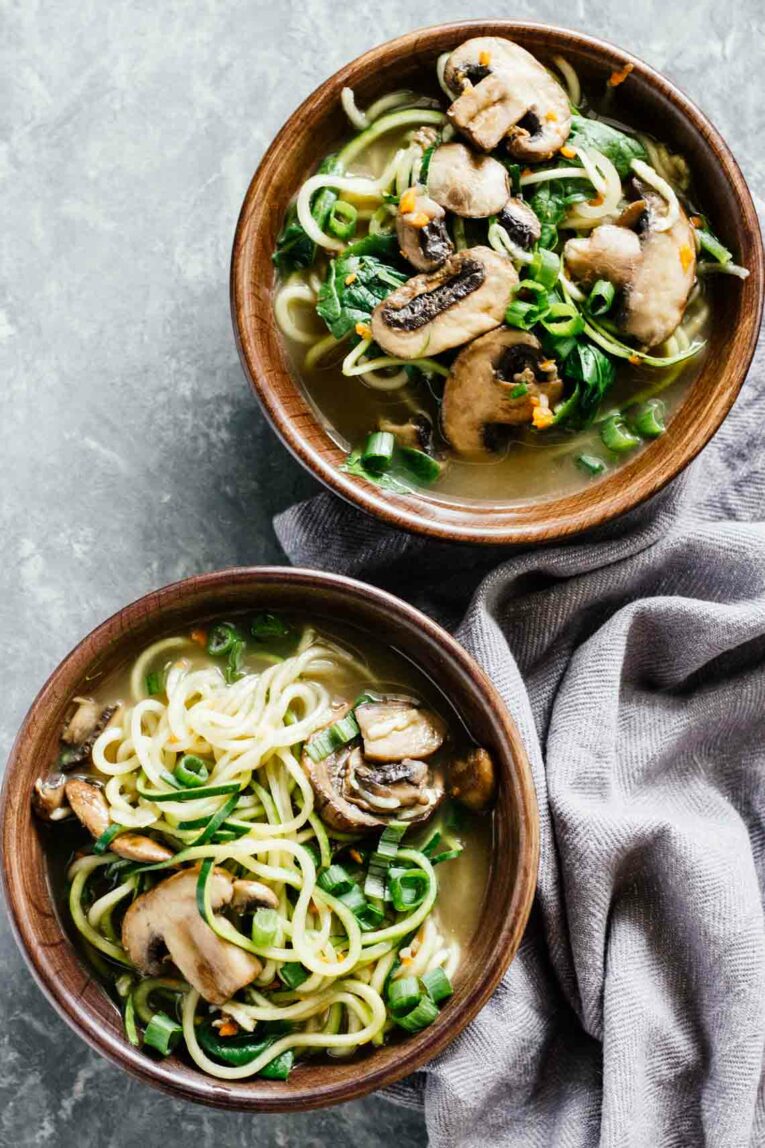 Vegan Ramen Soup w/ Zucchini Noodles! Gluten free and perfect for dinner!