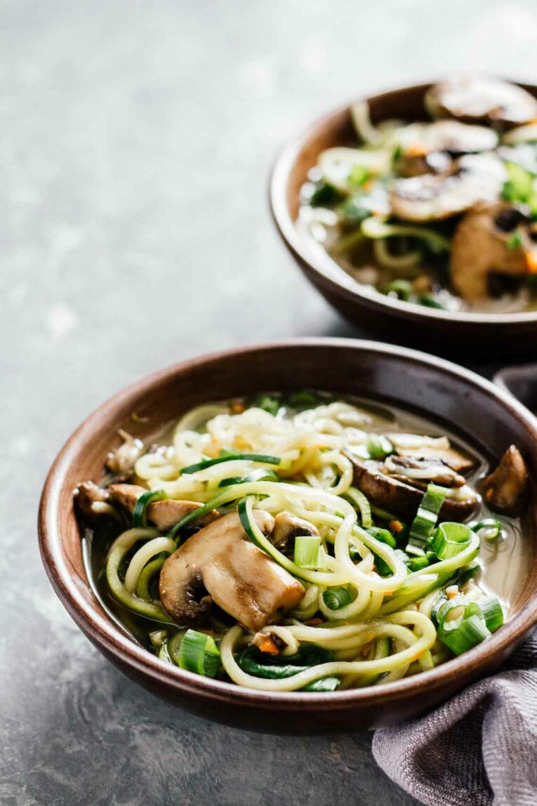 Vegan Ramen Soup w/ Zucchini Noodles! Gluten free and perfect for dinner!