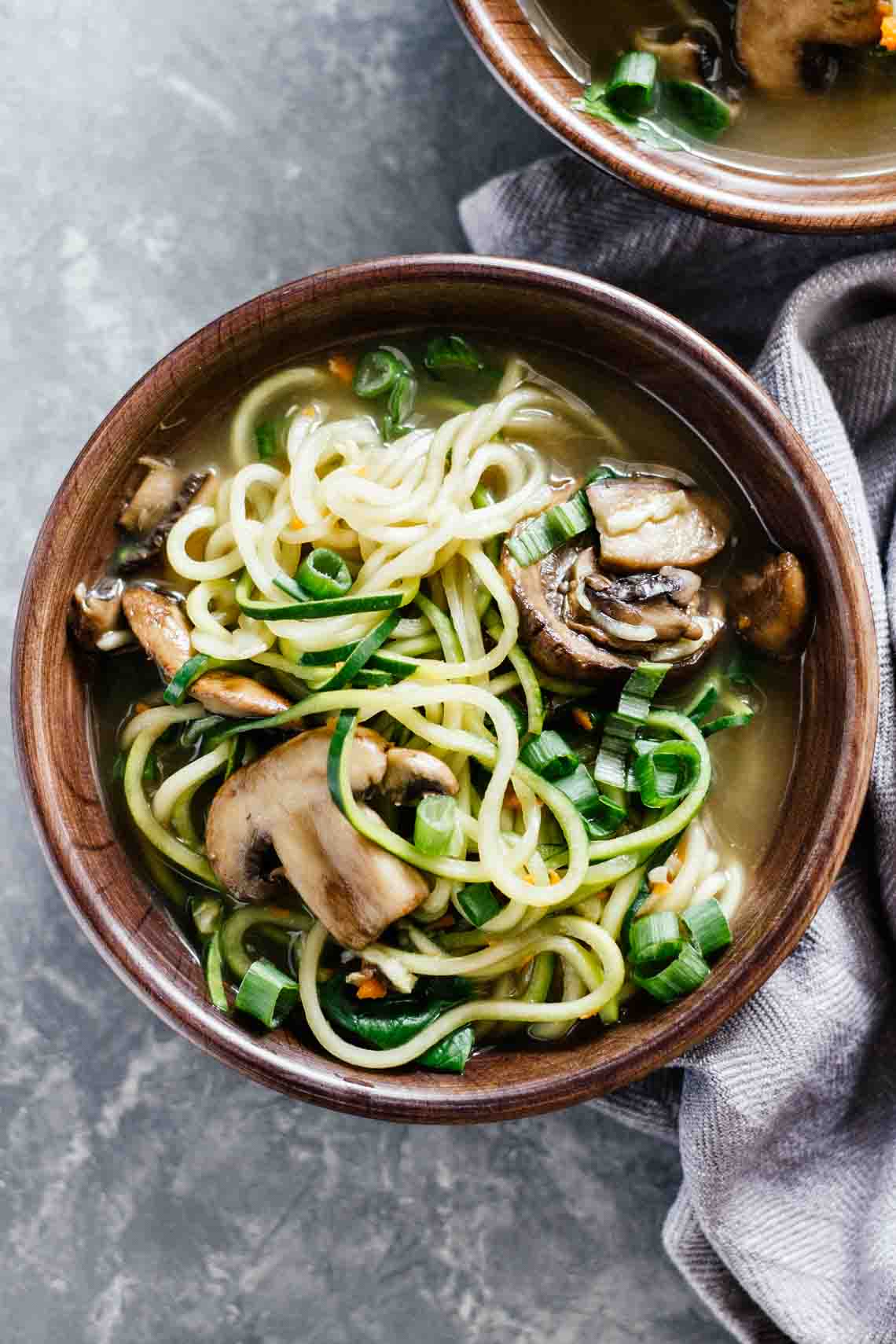 Vegan Ramen Soup w/ Zucchini Noodles! Gluten free and perfect for dinner!