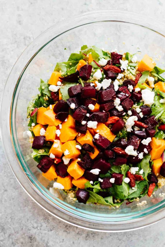 Roasted Beets & Sweet Potato Salad! SO perfect for an easy dinner or lunch!