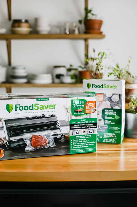 The FoodSaver system sitting on a countertop.