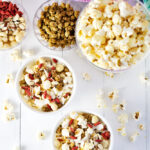 Best ever Game Day Popcorn Party Mix! Top shot photo.