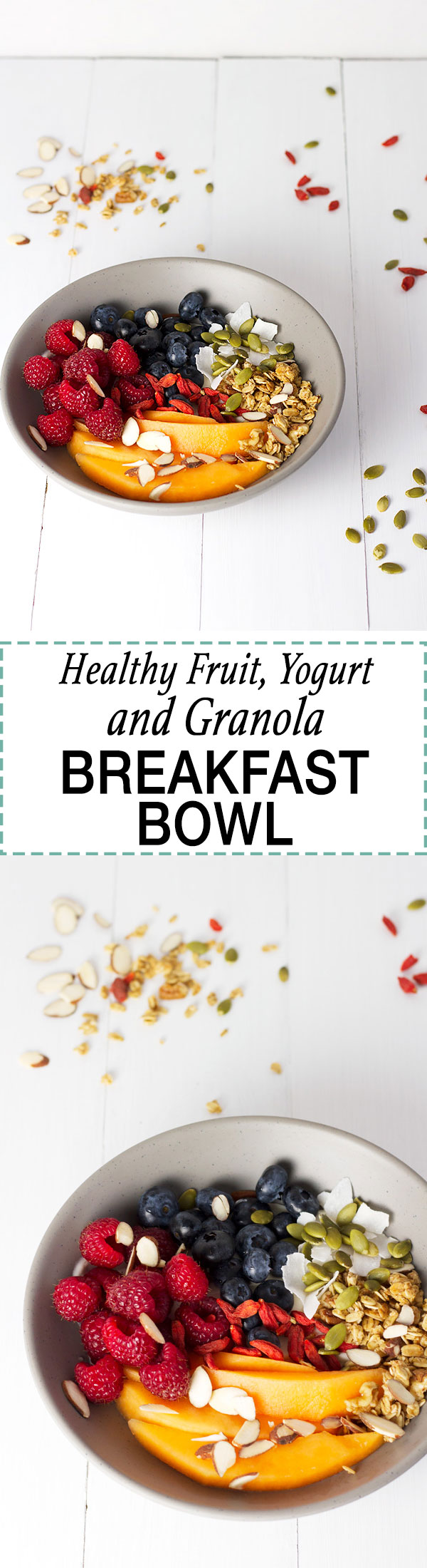 Healthy fruit, yogurt, and granola breakfast bowl!