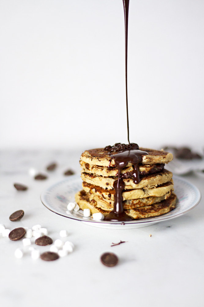 Delicious healthy s'more pancakes!