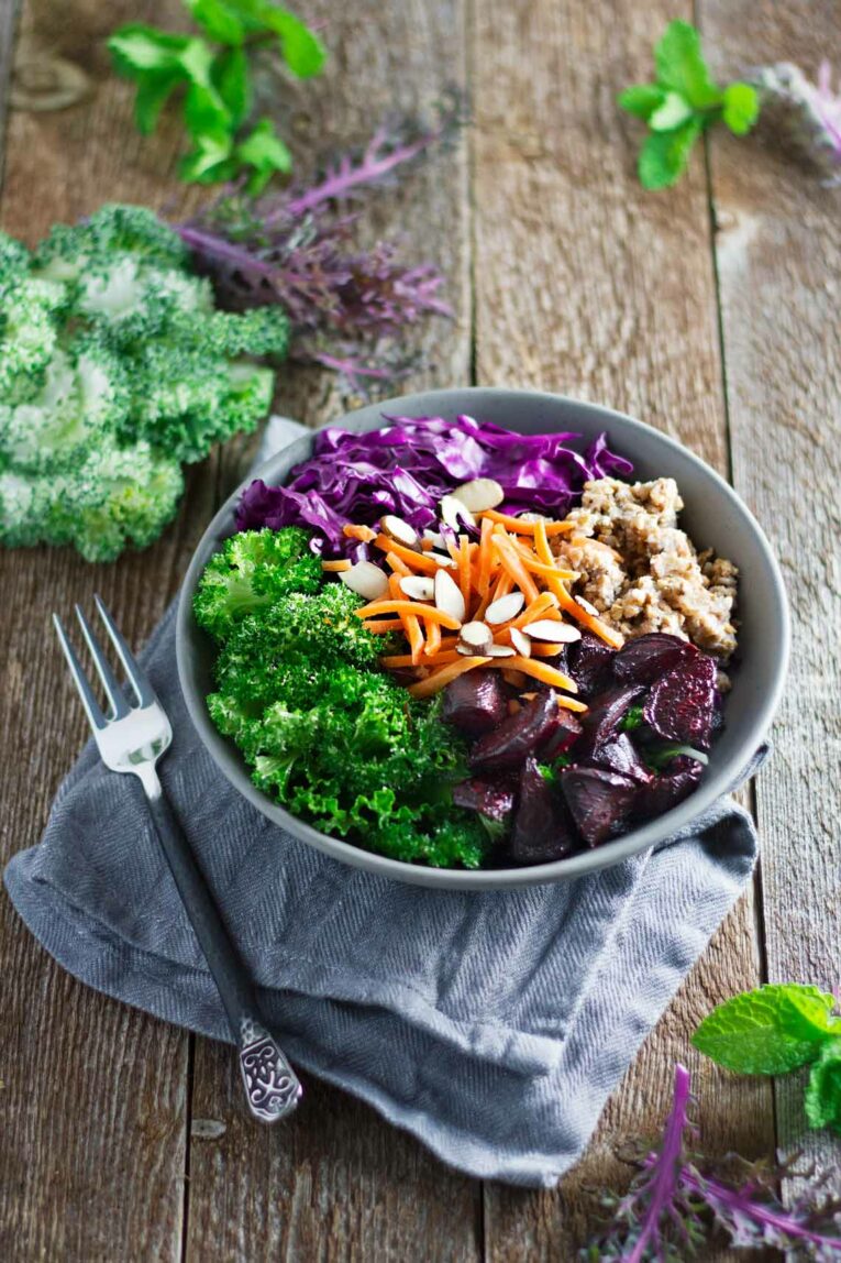 Beet Buckwheat Salad w/ Kale, Cabbage, & Carrots! {vegan, gluten-free]