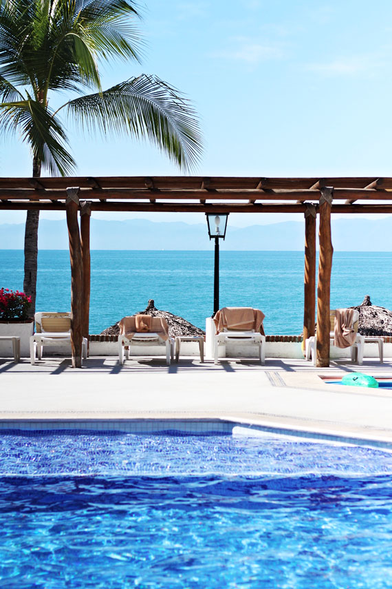 view of pool and beach