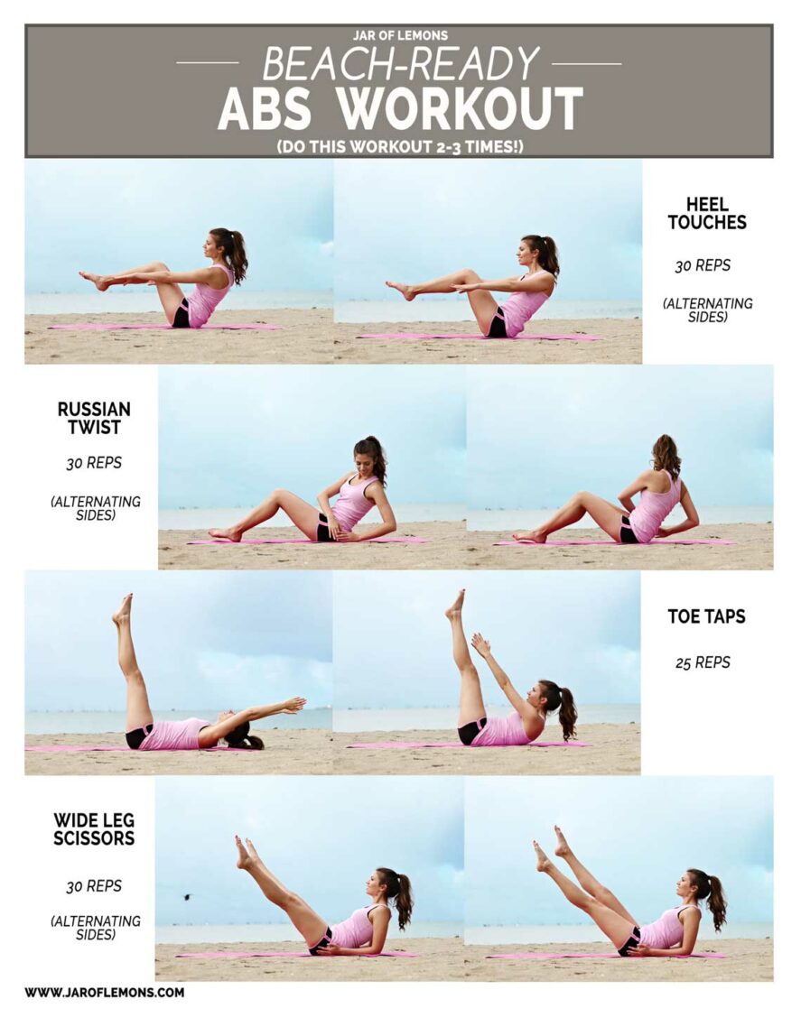 girl doing variety of poses for ab workout
