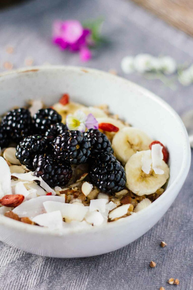 Buckwheat porridge recipe angled photo.