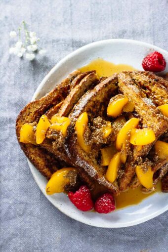Healthy French Toast w/ Peach Chia Seed Compote! YUM!