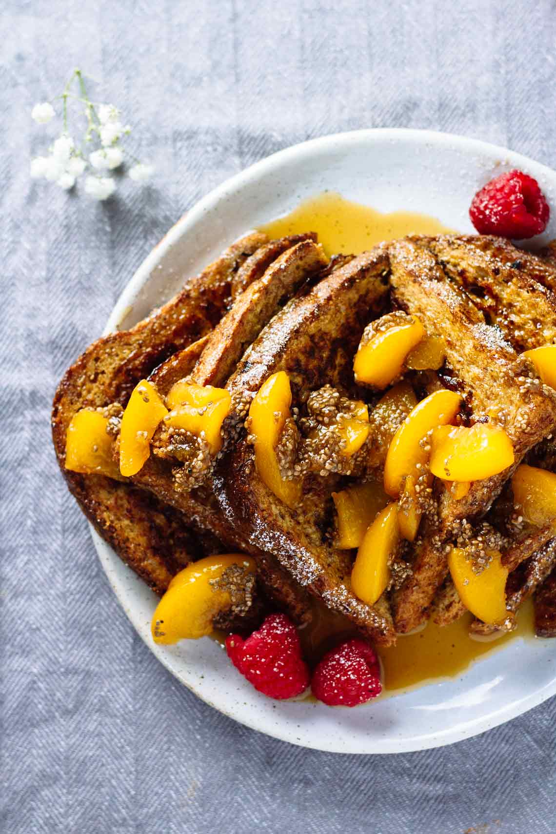 Healthy French Toast w/ Peach Chia Seed Compote! YUM!