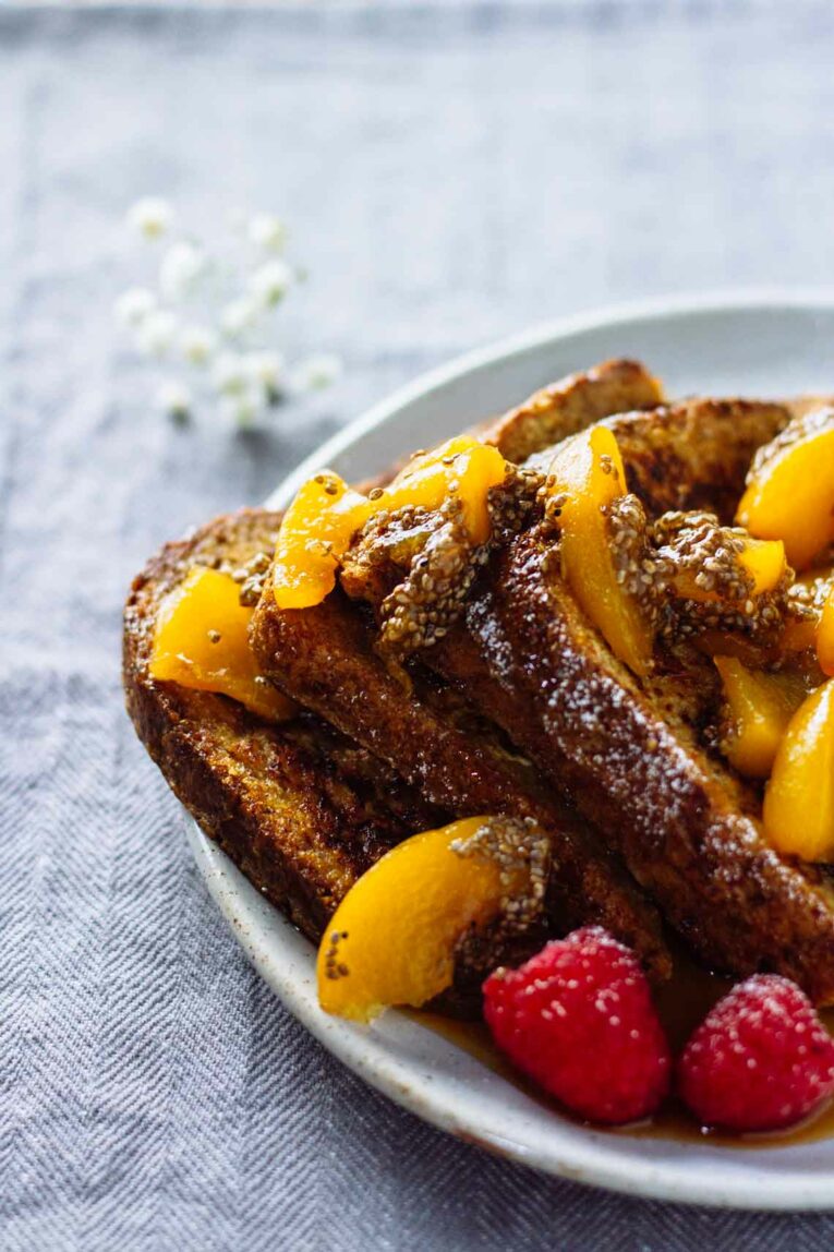 Healthy French Toast w/ Peach Chia Seed Compote! YUM!