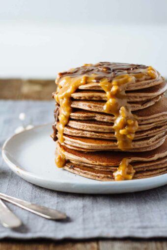 YUM! Mocha Peanut Butter Protein Pancakes! {Gluten-Free}