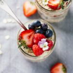 Triple Berry Overnight Oats in a mason jar