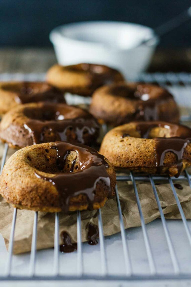 Peanut Butter Chocolate Blender Donuts! Gluten-free and refined sugar free!