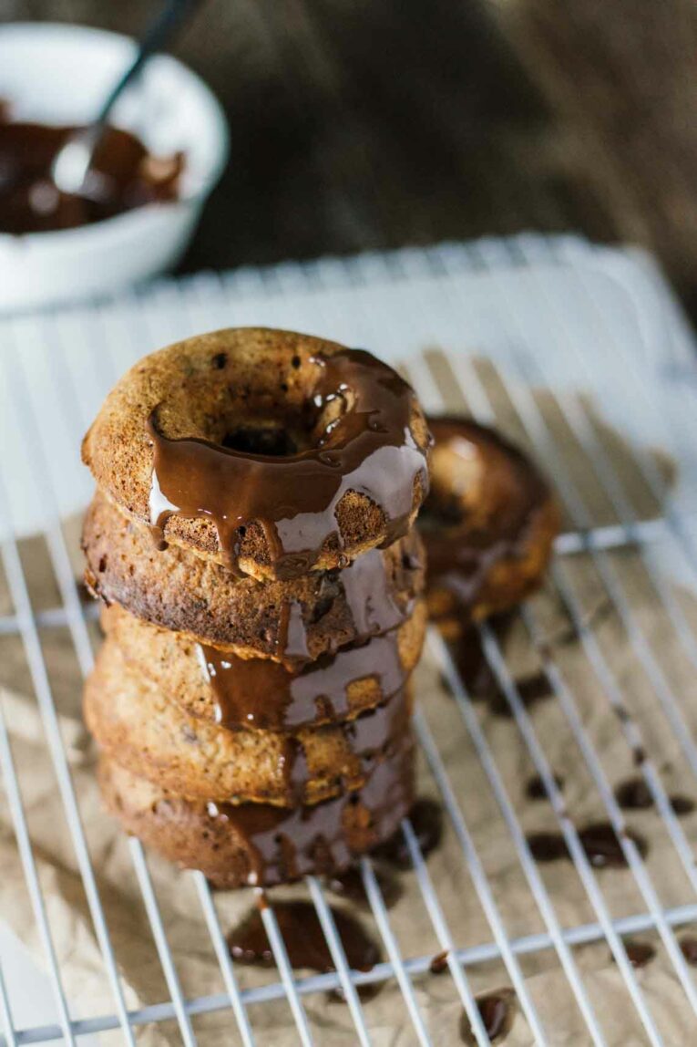 Peanut Butter Chocolate Blender Donuts! Gluten-free and refined sugar free!