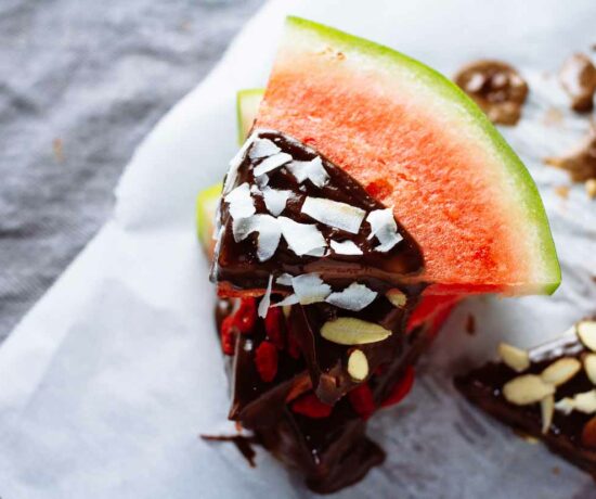 Tahini-Chocolate Dipped Watermelon Wedges!