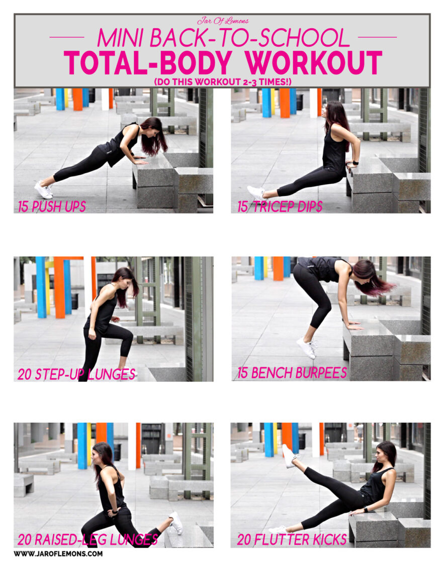 girl doing variety of poses for Mini Back-to-School Total-Body Workout!