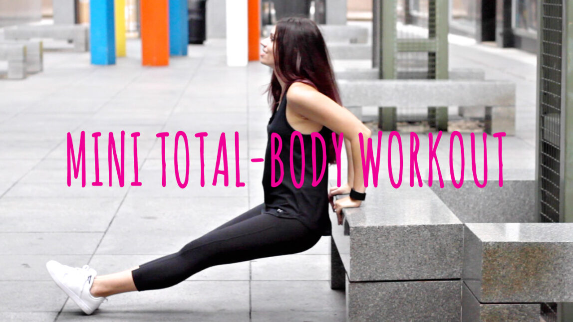 girl doing a workout post outside in an urban area