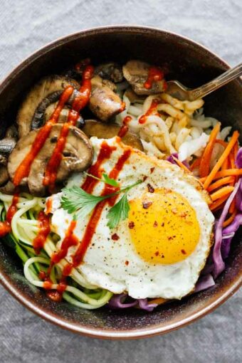 Vegetarian Spicy Korean Bibimbap Bowls!