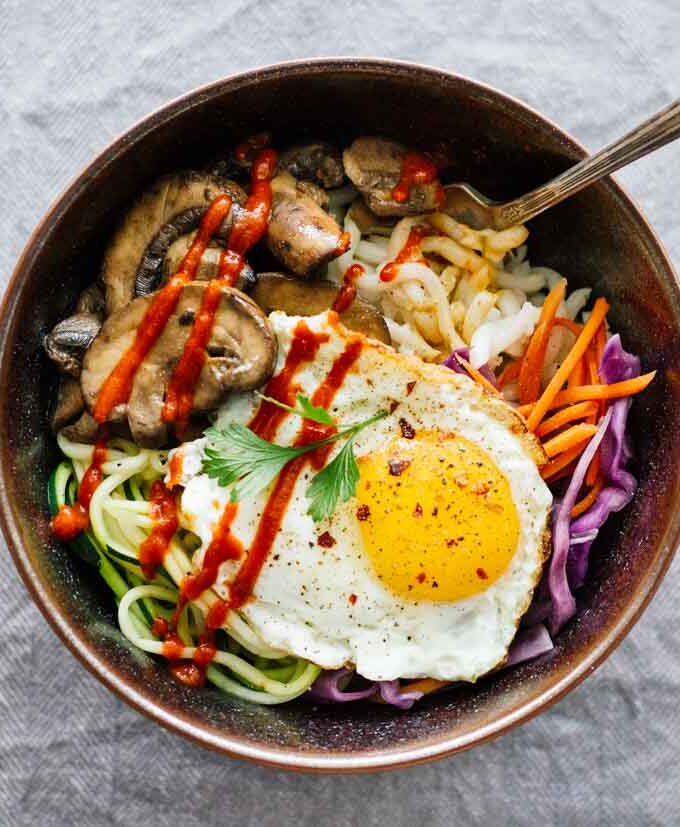 Vegetarian Spicy Korean Bibimbap Bowls!