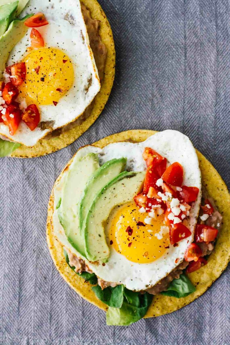 10-Minute Huevos Rancheros on a dish towel.