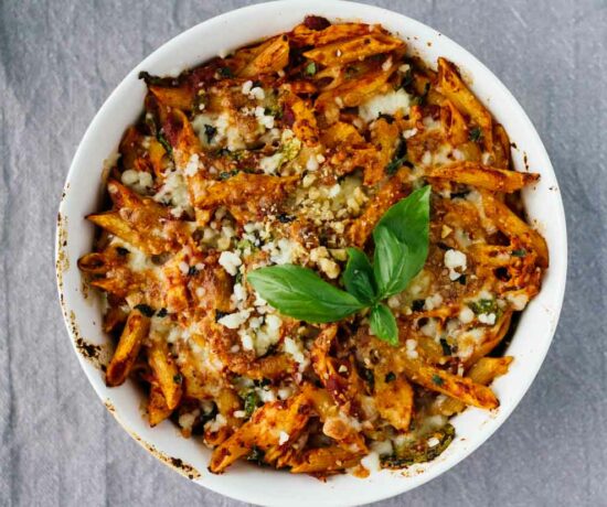 One-Pot Basil Chicken Baked Ziti!
