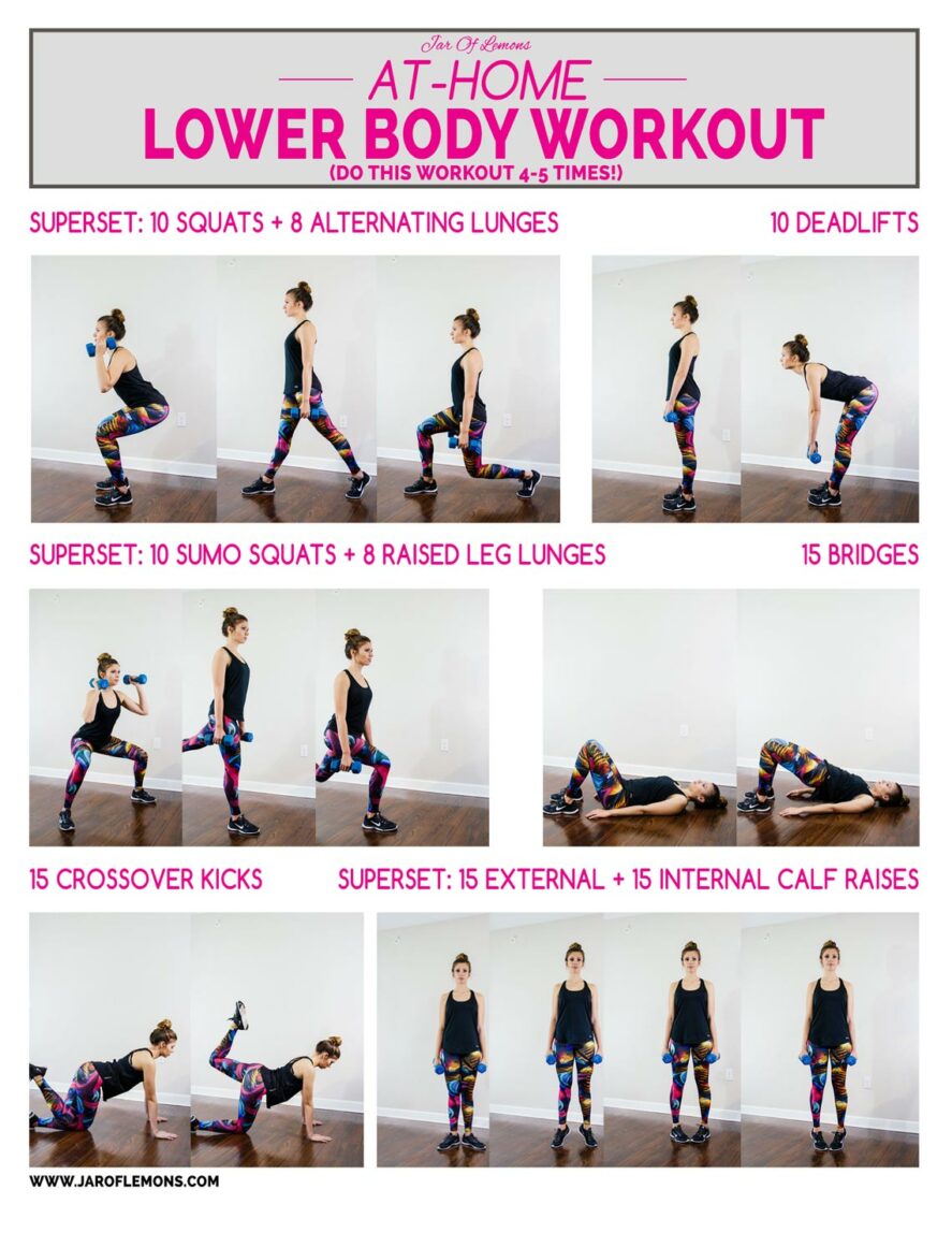 girl doing variety of poses for At-Home Lower Body Workout!