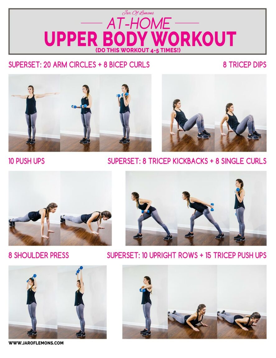 girl doing variety of poses for At-Home Upper Body Workout! 