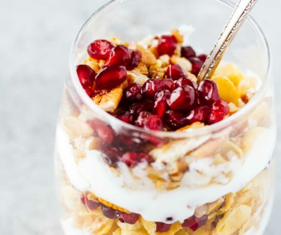 Pomegranate Pecan Breakfast Parfait! Easy and perfect for a quick and healthy breakfast!