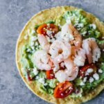 Shrimp Guacamole Tostadas! Gluten-free and perfect as a quick and healthy lunch, dinner, or appetizer!