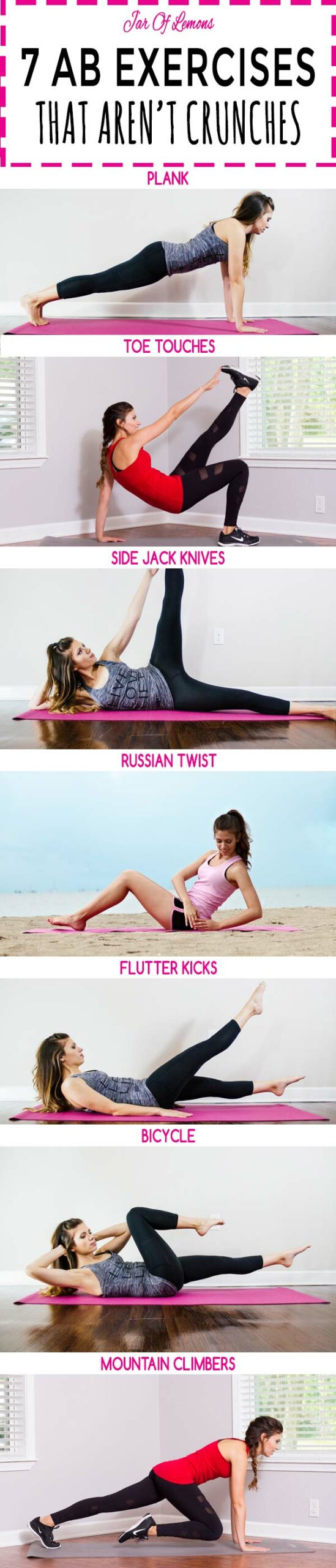 girl doing variety of poses for 7 Ab Exercises That Aren't Crunches!