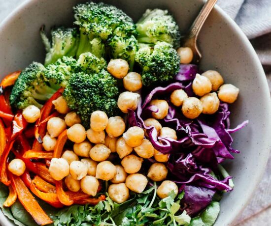 Broccoli & Chickpea Rainbow Power Bowls! Vegan, vegetarian, gluten free, and grain free. Under 30 minutes and super easy to make!