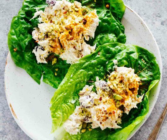 Turmeric Greek Yogurt Chicken Salad Lettuce Wraps!