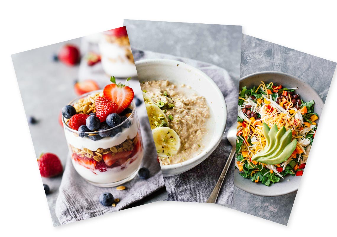 3 images of healthy recipes