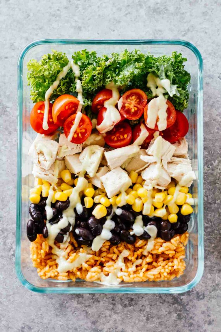 30-Minute Roasted Chicken Leftovers Recipes: Meal Prep Southwest Chicken Burrito Bowls!