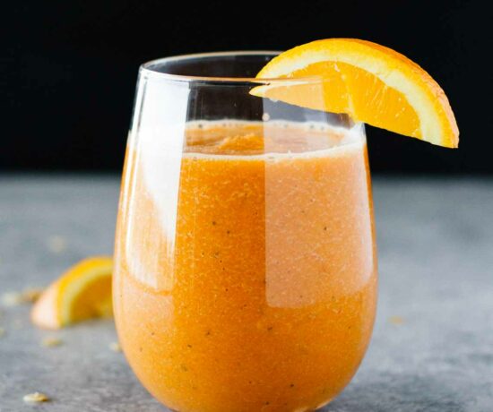 Orange Carrot Basil Smoothie! Vegan, gluten free, and takes just a few minutes to make.