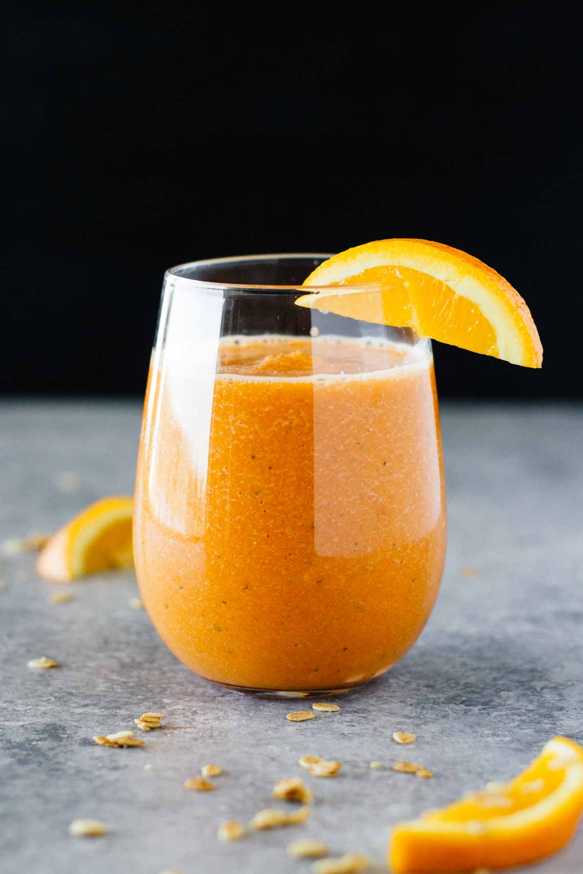 Orange Carrot Basil Smoothie! Vegan, gluten free, and takes just a few minutes to make.