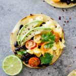The BEST Healthy Breakfast Tacos! Vegetarian, gluten free, and only take 15 minutes to make.