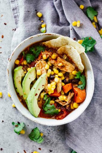 Slow Cooker Skinny Chicken Tortilla Soup