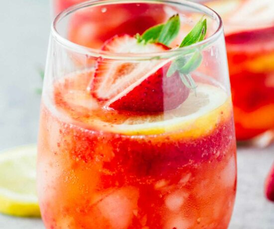 Sugar-Free Strawberry Lemonade Spritzer! Vegan, Vegetarian, Gluten-free, Refined Sugar Free.