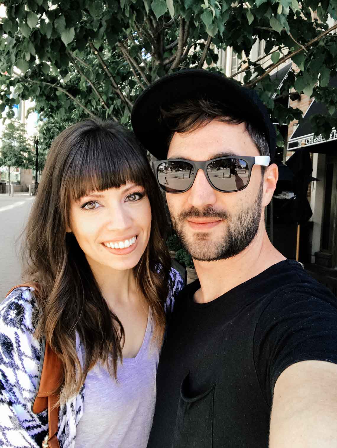 Close up picture of guy and girl outside
