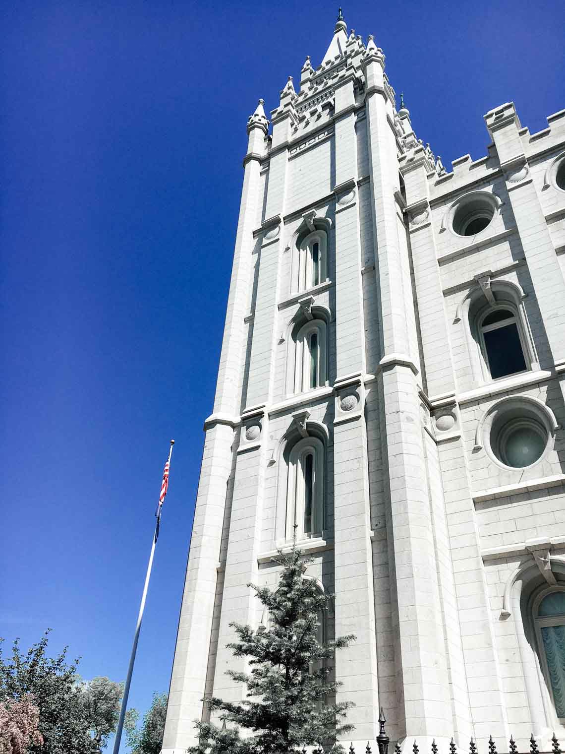 Close up shot of Mormon Temple in Salt Lake City