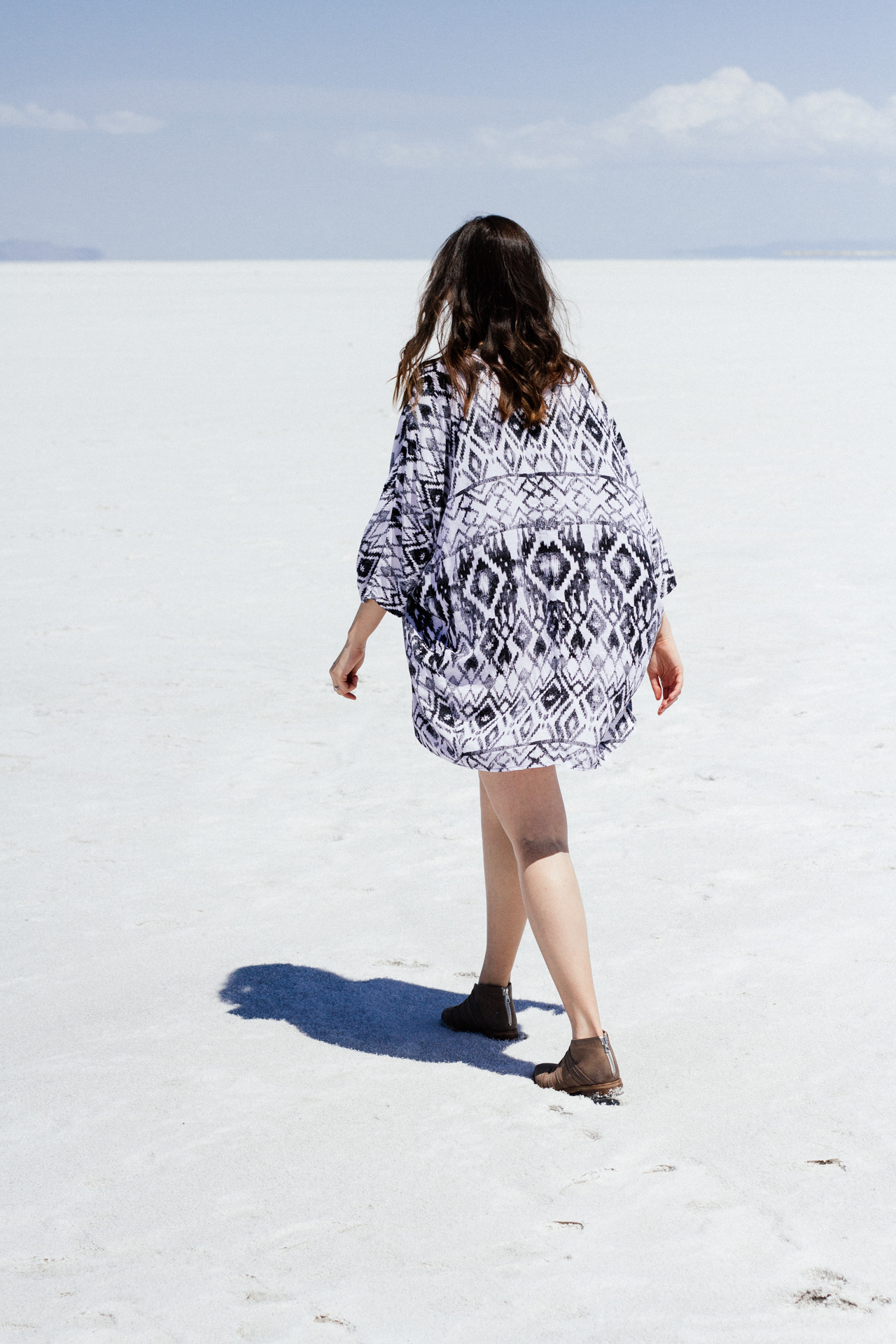 Girl walking on Salt Flats in Salt Lake City!