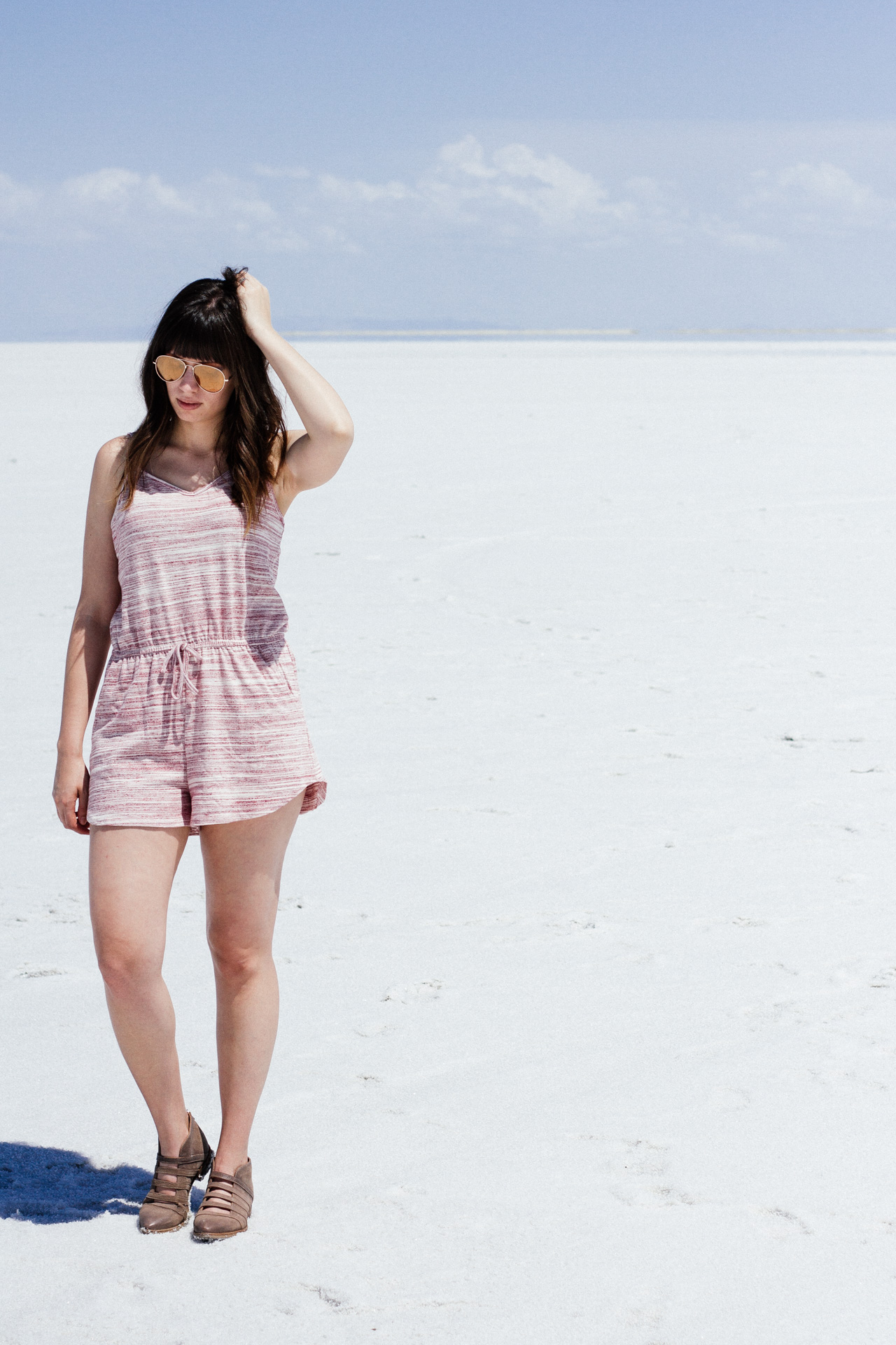 Girl standing on Salt Flats in Salt Lake City!