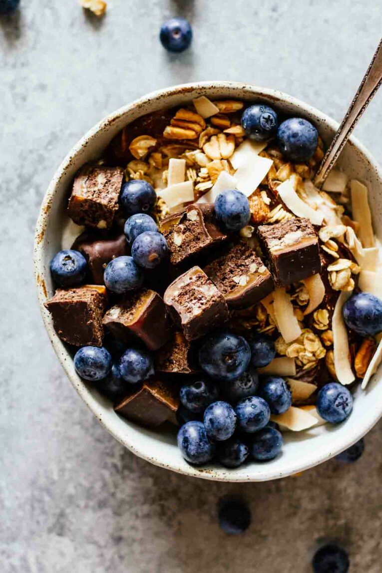 Chocolate Caramel Pecan Yogurt Bowls